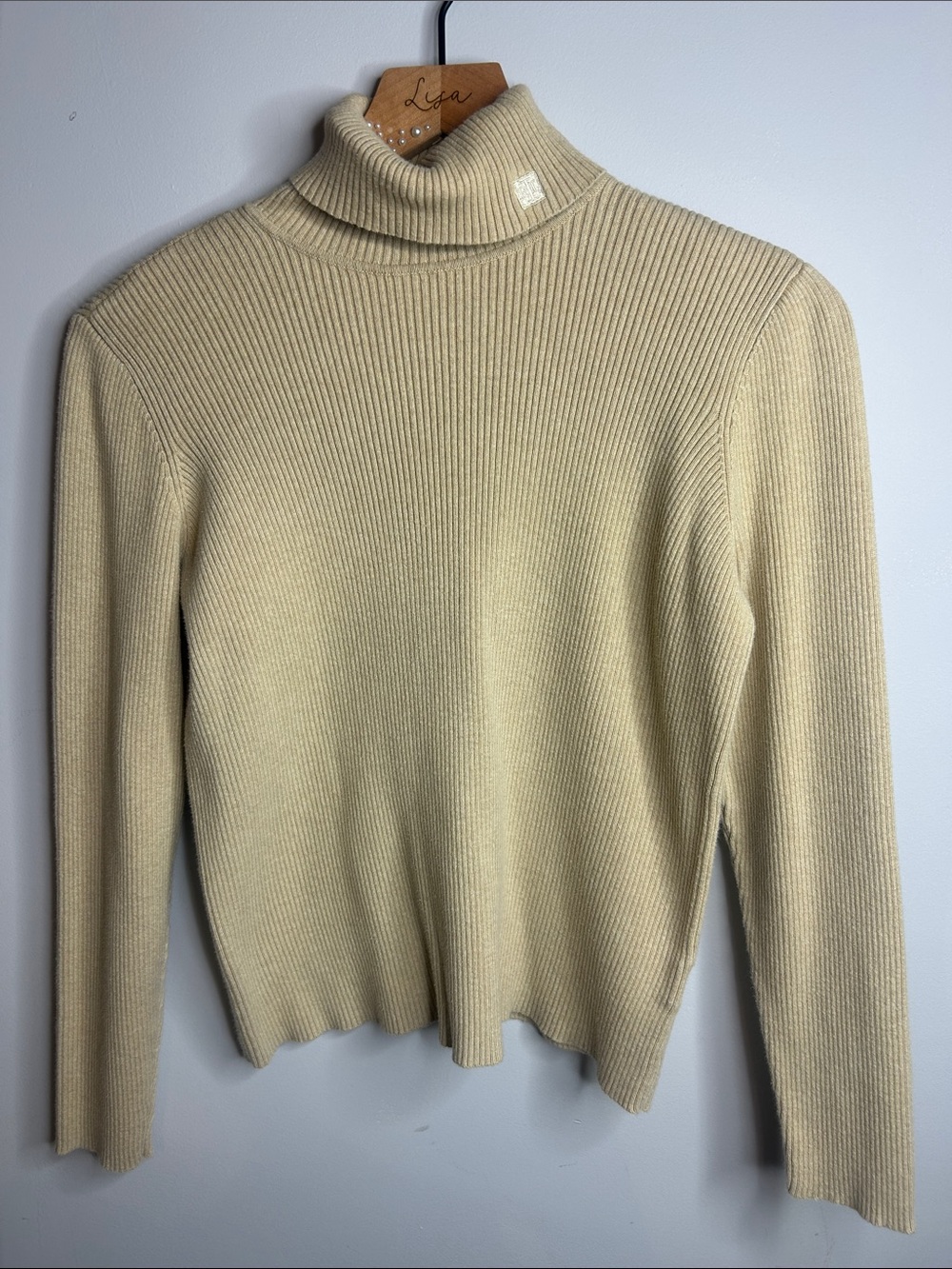 Ralph Lauren Ribbed Turtleneck Sweater — Beige/Cream